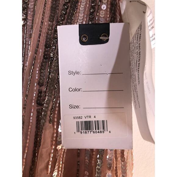 Mac Duggal Dress Sequin Embellished Flutter Sleeve Evening Vintage Rose NWT 4 - Picture 9 of 11